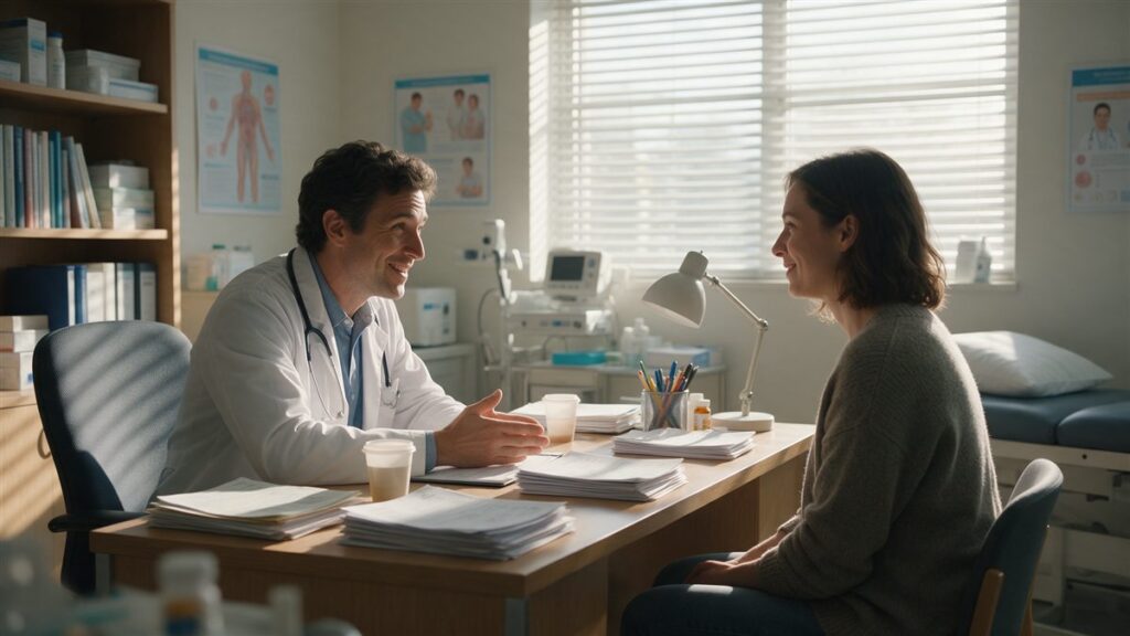 Doctor and patient talking during a weight loss consultation